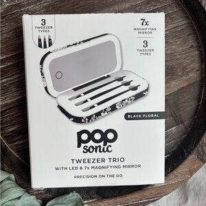 Pop Sonic Black Floral Tweezer Trio